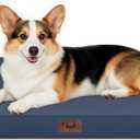 Large Outdoor All Weather Dog Bed, Waterproof Dog Bed for Large Dogs, Orthopedic Egg Crate Foam Pet Bed with Washable Removable Oxford Cooling Cover, 36x27 Inch, Navy