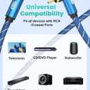 EMK 90 Degree Subwoofer Cable RCA Cable Male to Male Digital Coaxial Audio Cable for Subwoofer, TV, Sound Bars, Amplifier,Speaker(10FT/3M)