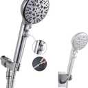 GwernKB Handheld Shower Head with On Off Switch 8Mode High Pressure Showerhead with 79 Inches Extralong Stainless Steel Hose and Bracket PLUS Extra LowReach Adhesive Wall Mount for Kids,Silver…