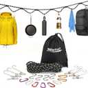Roptat Campsite Storage Strap with 12 PCS Buckles&6 Clothes Pins Clothesline Hanging Gear for Tent Campers Car Camping Garden Supplies Family RV Trailer Hanging Gear (with Buckles)
