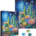 Galaxy Garden Landscape Jigsaw Puzzle 1000 Piece for Adult, Flower Plant Cactus Scenery Jigsaw Puzzles, Difficult Art Aesthetic Pretty Puzzle