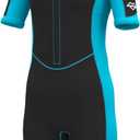 Hevto Kids Shorty Wetsuit Boys Girls Youth Child Size 8 Year 2mm Neoprene Front Zip Wet Suit Thermal Swimsuit Swimming in Cold Water (K1S-Blue, 8 Slim)