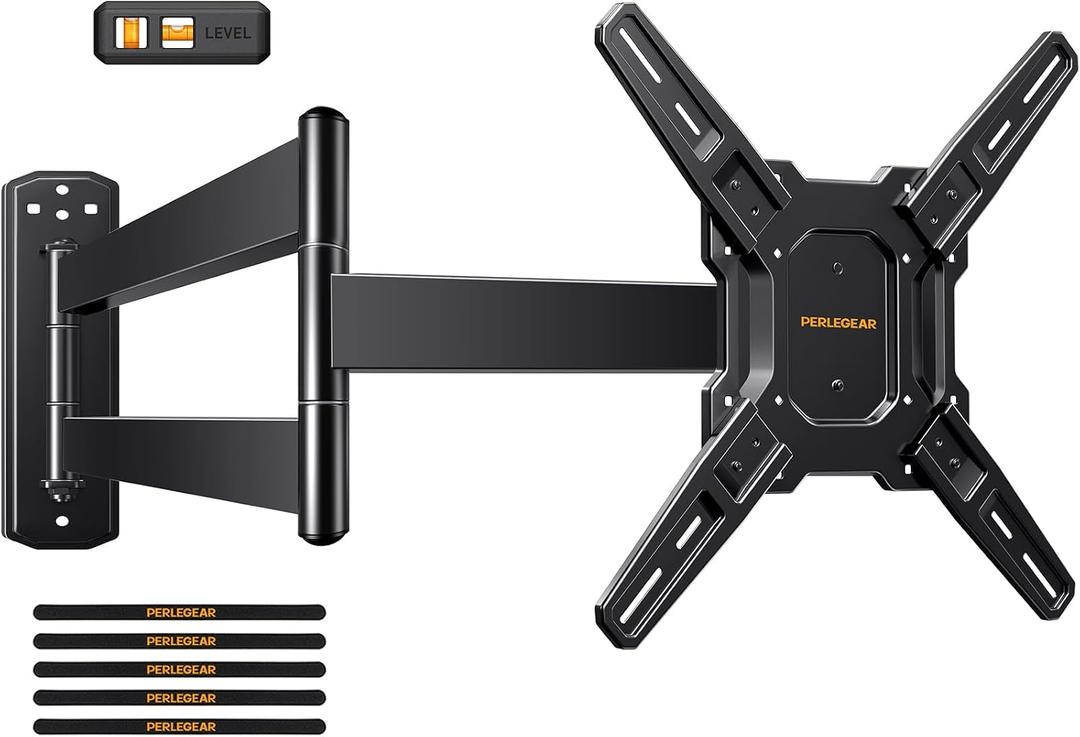 Perlegear Long Arm TV Wall Mount for 26-70 inch TVs up to 100 lbs, Corner TV Mount Bracket with 31.65 Extension, Swivel, Tilt Articulating Arms, Max VESA 400x400mm, Full Motion Wall Mount PGMF25B