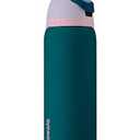 black and pastel blue Owala FreeSip insulated stainless steel water bottle 16oz