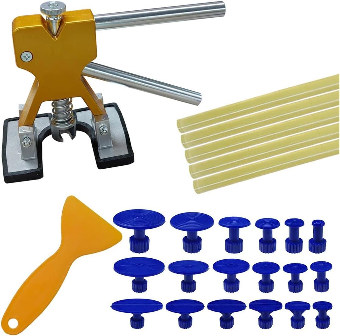25PCS Car Dent Puller Kit, Car Body Dent Repair Tools, Paintless Dent Lifter Repair Tool Puller with 18 Tabs, Auto Dent Removal Kit for Car DIY Body Work