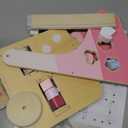 PairPear Wooden Baby Walker Push and Pull Learning Activity Walker, 8-in-1 Montessori Busy Board Push Walker Wooden Activity Center Toys for Boys and Girls 12m+ Pink Rabbit