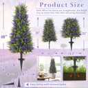 40" Artificial Cedar Lavender Topiary Trees with Ground Spike, Set of 2 Artificial Shrubs Fake Bushes UV Resistant Realistic Fake Plant for Outdoor Indoor Porch Garden Home Decor