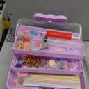 UEncounter 3-Layer Kids Hair Accessories Organizer with Bowknot Lock Cute Jewelry Box Headband Hair Tie Clip Organizer Box for Little Girls - Purple