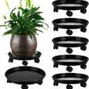 6 Packs Plant Caddy with Wheels 11.8" Plastic Rolling Plant Dolly Coasters Heavy-duty Wheeled Planter Mover Rollers Indoor Outdoor Wheeled Flower Pot Base Suacers with Casters, Black