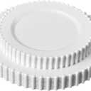PLASTICPRO 64 Piece Combo Plastic Dinner Plates Disposable Plastic Fancy Heavy Duty Party Dishes 7 inch and 10 inch, White Beaded (White Beaded Collection)