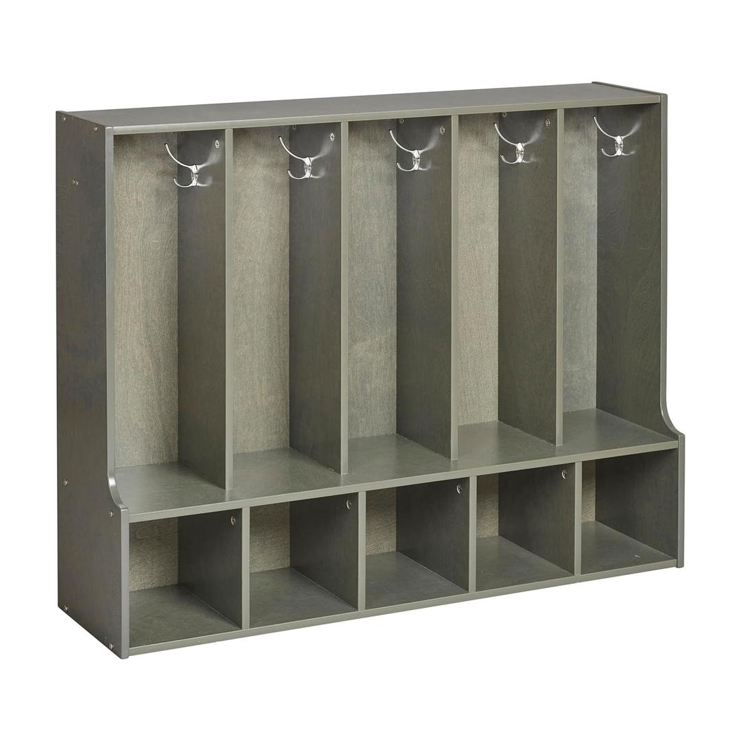 ECR4Kids Streamline 5-Section Toddler Coat Locker with Bench, Classroom Furniture, Grey Wash
