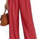 LILLUSORY Wide Leg Dress Pants Women's High Waisted Dressy Trousers Red Medium Size 10