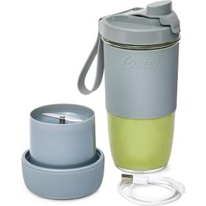 Oster Blend Active Portable Blender with Drinking Lid, USB Chargeable Personal Blender, Gray