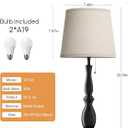 EppieBasic Table Lamps for Living Room Set of 2, Farmhouse Lamp for Bedroom 22" with 3 Dimmable Ways, USB-C+A Charging Ports Nightstand Lamps, Bulbs Included