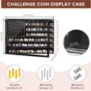 Challenge Coin Display Case, Lockable Military Coin Holder Cabinet with Removable Star Board & HD Tempered Glass Door (27.6"L x 18.1"W), Solid Wood Wall Mount Coins Collection Rack Stand (black)