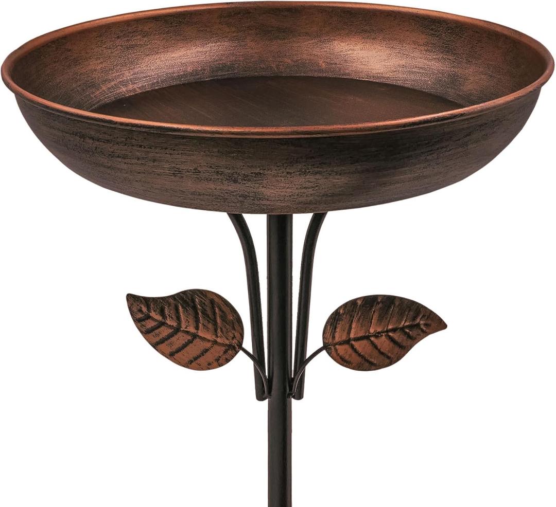 Metal Bird Bath for Outdoors, 12" Dia Bowl with Stable Upgrades Stake Birdbaths Garden Yard Lawn Decor 0.7 Gallon