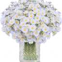 Artificial Daisy Flowers 48Pcs Small White Fake Daisies Flowers 8 Bundles 10 Inch Realistic Faux Silk Tiny Daisy Flowers for Home Garden Vase Wedding DIY Home Party Decor