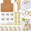 68 Pcs Baby Shower Prizes for Game Winners - 6 Sets Christmas Gifts Scented Candles Cheese Board Spoon Fork Butter Spreaders Towel Thank You Card Gift Bags for Baby Shower Wedding Bridal Shower Favors (White)