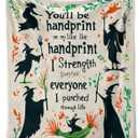 Cozy Halloween Throw Blanket 50x60 Inches - Soft Flannel Oversized Horror Themed Decor for Fall Day of The Dead, Featuring Witch Designs, for Women