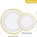 Goodluck 200PCS Gold Plastic Plates, Heavy Duty Disposable Gold Plates with 100 10.25 inch Dinner Plates and 100 7.5 inch Dessert Plates for Party, Holiday, Wedding, Thanksgiving