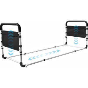 Bed Rails for Elderly Adults Safety, Adjustable Bedside Assist Rail with Storage Pockets, Bed Safety Handle for Seniors, Disabled, Post Surgery, Dual Bed Rail
