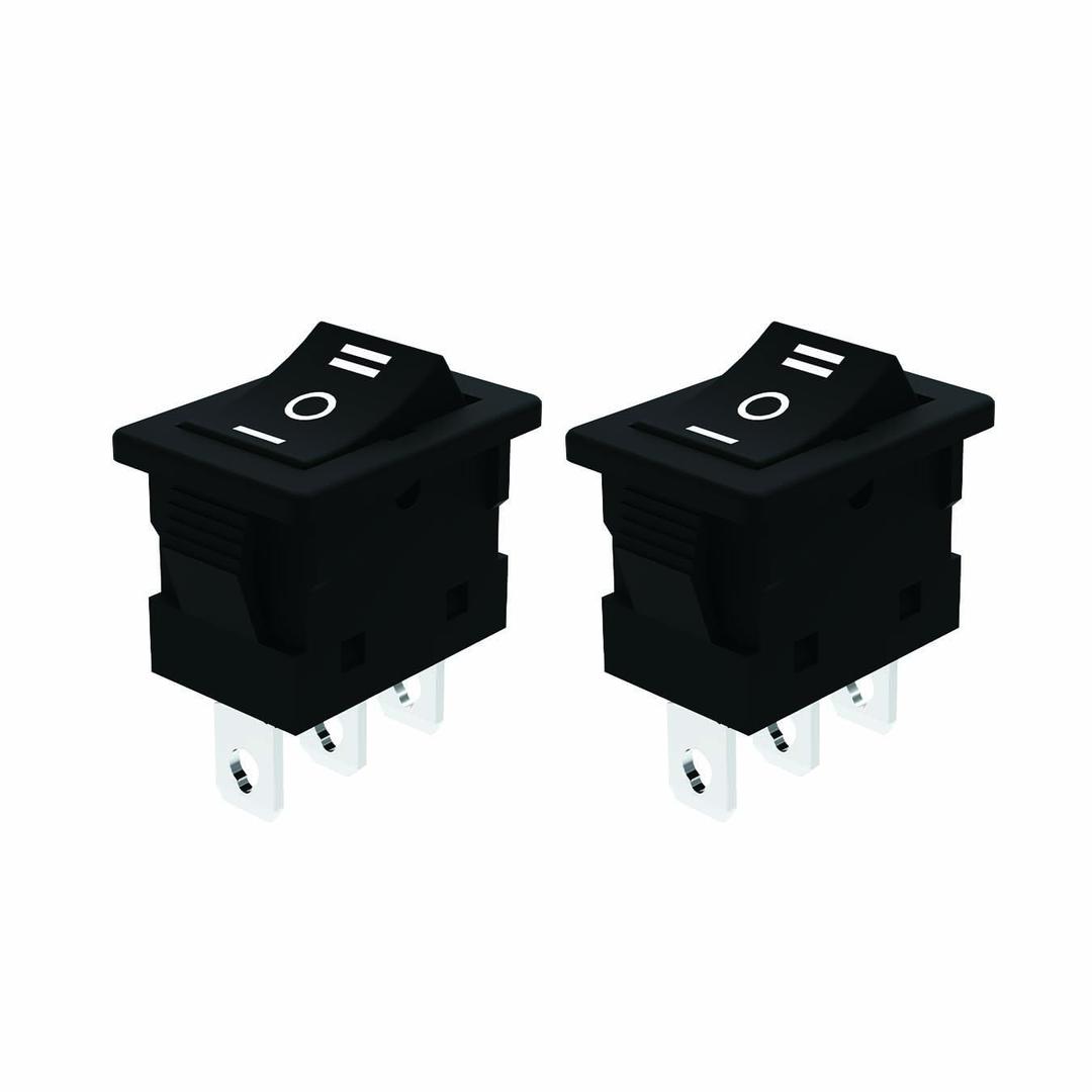 JD 2pcs 6A Power Switch 125V/250V Push Button Rocker Switch ON/Off Switch 3Pins Toggle Switch with UL Certificate