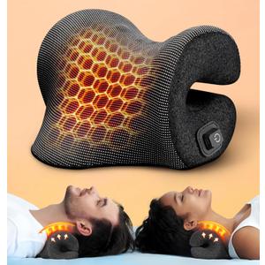 3s Heated Neck Stretcher for Neck Pain Relief, Graphene Heating Pad, Odorless Neck Cloud Cervical Traction Device Chiropractic Pillow for Neck and Shoulder, Gifts for Men, Women, Mom, Dad (Black)