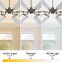 ELEHINSER 80 Inch Ceiling Fan with Lights and 3 Downrods, 8 Plywood Blades, 6-Speed Noiseless Reversible DC Motor, 3CCT, Windmill Ceiling fan for Kitchen Bedroom Living Room, Nickel and Silver