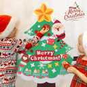 2 x TOBEHIGHER 3Ft DIY Felt Christmas Tree for Kids, 29pcs Detachable Ornaments Toddler Wall Hanging Christmas Tree with String Light (Batteries not Included) (Small, Three layers of snow edge)