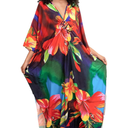 Women's Turkish Caftan Silk Wrinkle Ethnic Print Kaftans Floral Print Over Sized Caftans Lounge wear Dress