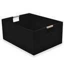 3 Pack Ecverbyh Rectangular Storage Basket, Foldable Decorative Organizer With Wooden Carry Handles