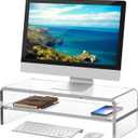 Egchi Acrylic Monitor Stand,2 Tiers Computer Monitor Riser(18x8x5.5 inches),Computer Stand/Monitor Riser for Office,School,Home,Laptop Stand Desktop Stand for Keyboard Storage&Printer TV Screen