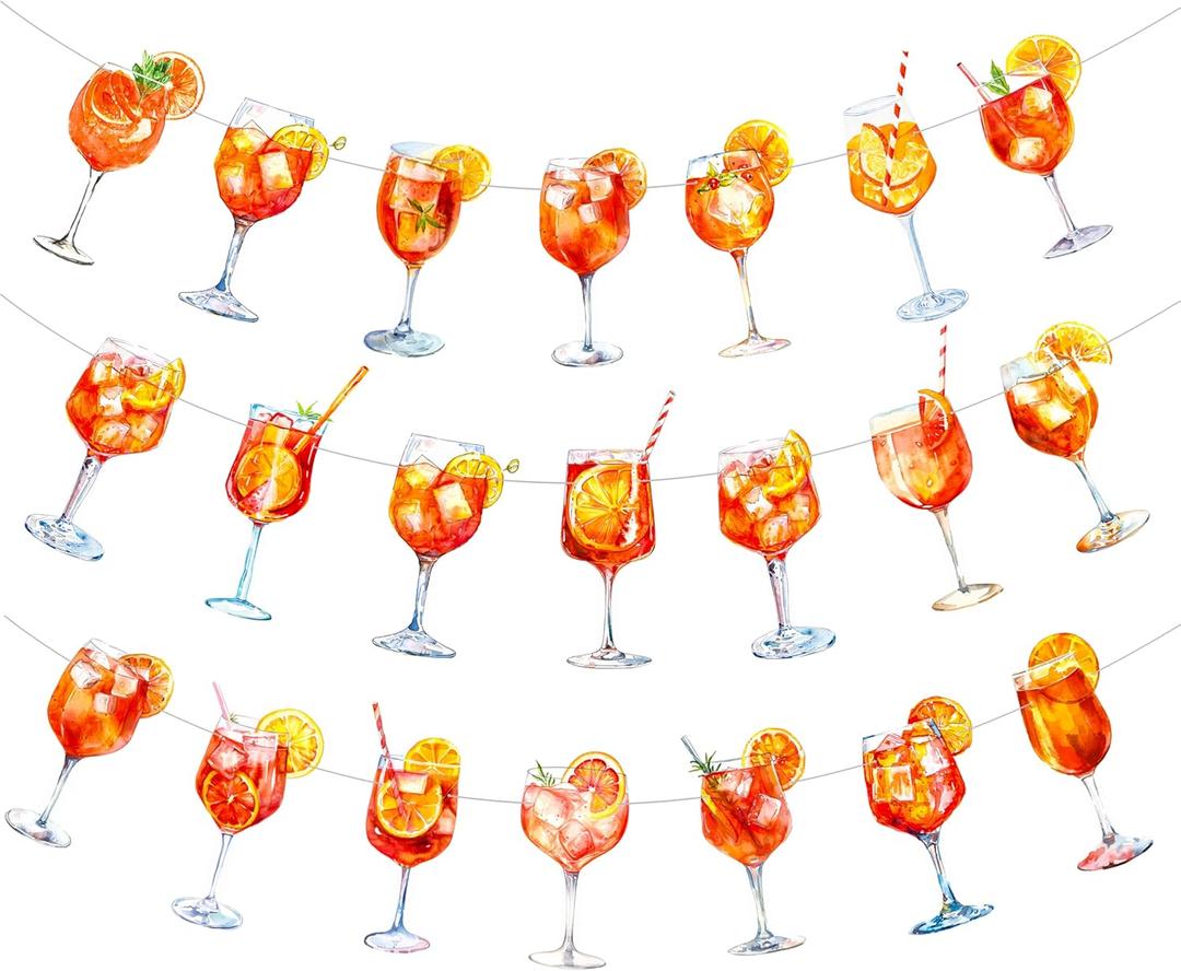 Margarita Party Decoration 3pcs Orange Citrus Cocktail Party Banners Aperol Spritz Bar Theme Banners Garlands for Cocktail Bachelorette Party Bridal Shower Engagement Wedding Supplies