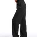 HeSaYep Women's Wide Leg Sweatpants Straight Leg Lowrise Sweat Pants Drawstring Elastic Low Waist Pants with Pockets (Black, XL)
