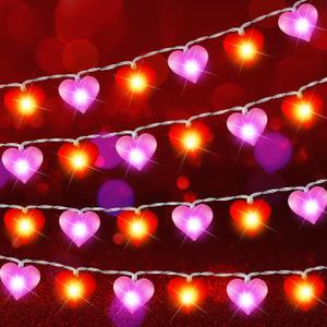Zhanmai 2 Pcs Valentine Heart String Light Decor 10 ft 20 LEDs Heart Fairy Lights Battery Operated Room Valentines Decor for Indoor Outdoor Home Bedroom Wedding Anniversary Party