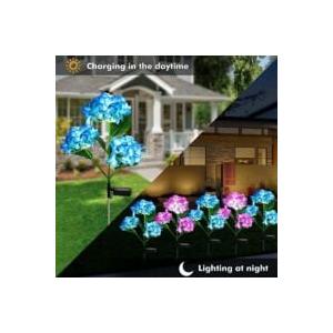 Solar Garden Lights 20Ft 20LED - Waterproof Outdoor String Lights with Hawaiian Plumeria Flowers - Tropical Floral Flower for Fence, Yard, Patio, Party Decor (Blue)