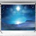 8x6ft Nativity Scene Backdrop Christmas Star Night Bethlehem Star Birth of Jesus Photography Background Christmas Nativity Decorations Religious Belief Bible Tale Photo Booth Props