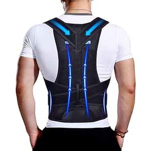 Back Brace Posture Corrector for Men & Women, Upgraded Full Back Support with Adjustable Shoulder Straightener and Waist Support Straps, Breathable Back Brace for Office Work, Long Sitting & Daily Wear, Comfortable Posture Support for Upper & Lower B (Medium)