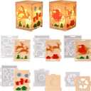 Christmas Lantern Resin Molds, 6Pcs Carved Silicone Molds with Santa Claus Elk Gift Snowflake Pattern, Cube Candles Storage Box Moldes para Resina, DIY Christmas Ornament Home Decor Crafts
