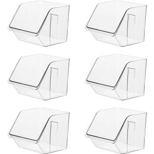 6-Pack Small Clear Storage Baskets, Adhesive Spice Rack Wall Mount for Countertop/Cabinet/Bathroom, Plastic Storage Bins Kitchen Wall Organizer and Storage Shelves, Spice Organizer