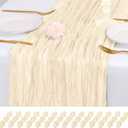 14 Pack Ivory Cheesecloth Table Runner 17x108 Inch Semi Sheer Boho Gauze Cheese Cloth Fabric Table Runners, for Wedding Party Baby Shower Birthday Home Decor Garden Farmhouse