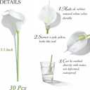 Heleze 30 PCS Artificial Calla Lily Flowers Bouquet Faux Branches for Vase Fake Flower 13.5" Real Touch for DIY Mother's Day Wedding Party Decoration Pure White