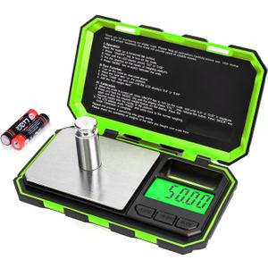 Fuzion Pocket Gram Scale, 500g x 0.01g Digital Jewelry Scale, 6 Modes Conversion Mini Scale with LCD Display, Tare for Herb, Food, Jewelry, Medicine (Green)