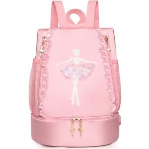 Yitengteng Ballet Dance Backpack with Separate Shoe Compartment,Little Girls Ballerina Bag for Dance Toddler Bag Gymnastics Latin Dance Yoga Tap Dance Jazz Storage Bag (Pink)