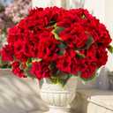 lovemoon 8 Pcs Artificial Geranium Plant Realistic Silk Flowers for Outside UV Resistant Faux Geraniums Flowers for Indoor Outdoor Home Garden Office Decoration (8, Red)