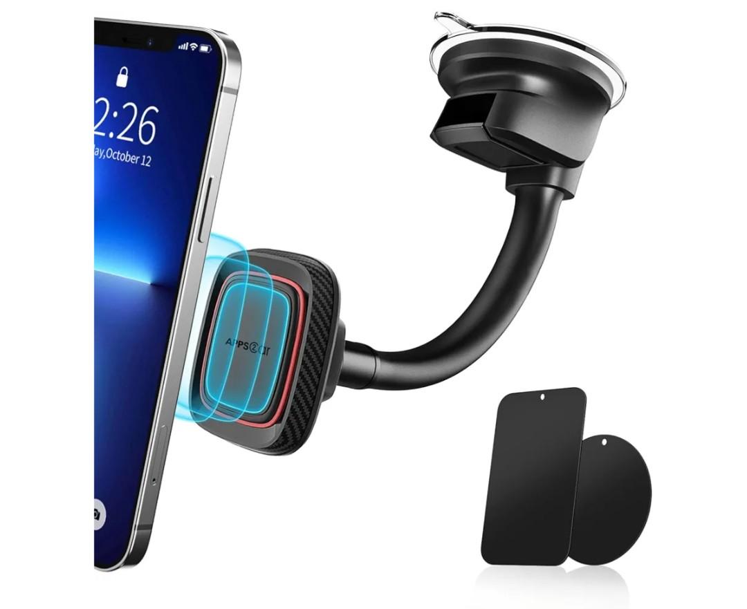 APPS2Car Magnetic Car Phone Holder Mount [6 Strong Magnets], Cell Phone Holder Car [Suction Cup], Phone Car Holder Mount [Windshield Dashboard] fit for Most Smartphones