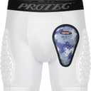 Youth Compression Padded Sliding Shorts with Soft Protective Athletic Cup Underwear for Baseball, Football , Lacrosse (White) (Large)