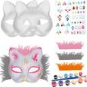 Therian Mask 3 pack,DIY Cat Mask KitWhite Cat Mask to Paint Halloween Mask