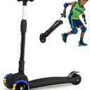 Foldable Kick Scooter for Kids 3-12 Years & 8+ Years, Adjustable 2-Wheel & 3-Wheel Scooter Options, Durable Design,Gift for Boys and Girls Birthday,Perfect for Fun,Outdoor Play,Commuting (Black(for 3-12))