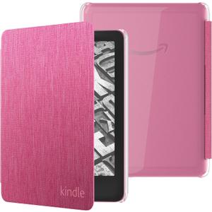 Clear back case for Kindle Paperwhite (2024 Release) and Kindle Colorsoft - Fabric (Pink)